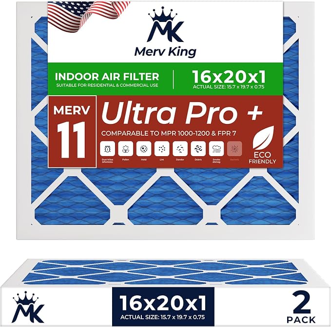 MervKing 16x20x1 Air Filter Actual Size: 15.7" x 19.7" x 0.75" MERV 11 MPR by MervKing