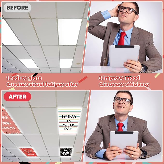 8Pcs Classroom Light Covers for Fluorescent Lights, Magnetic 2x4 FT Ceiling - Image 5