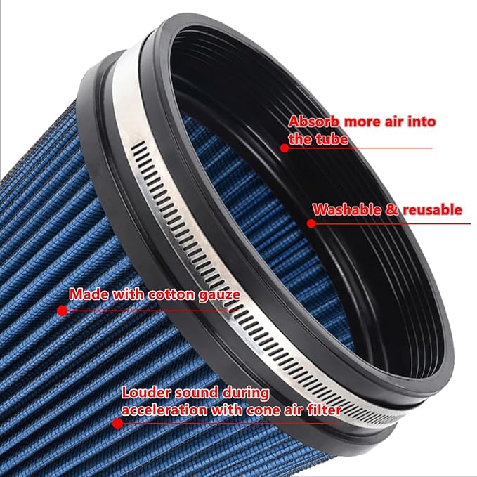 MUGE RACING 6" 152 mm High Flow Inlet Air Filter, Air Intake Cone Filter - Image 2