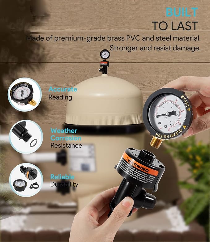 sixcow 98209800 High Flow Manual Relief Valve w/Pressure Gauge & 270100 Black - Image 3