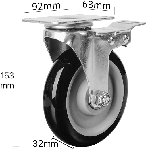 Finnhomy 5 Inch Heavy Duty Plate Swivel Casters Set of 4 - Image 3