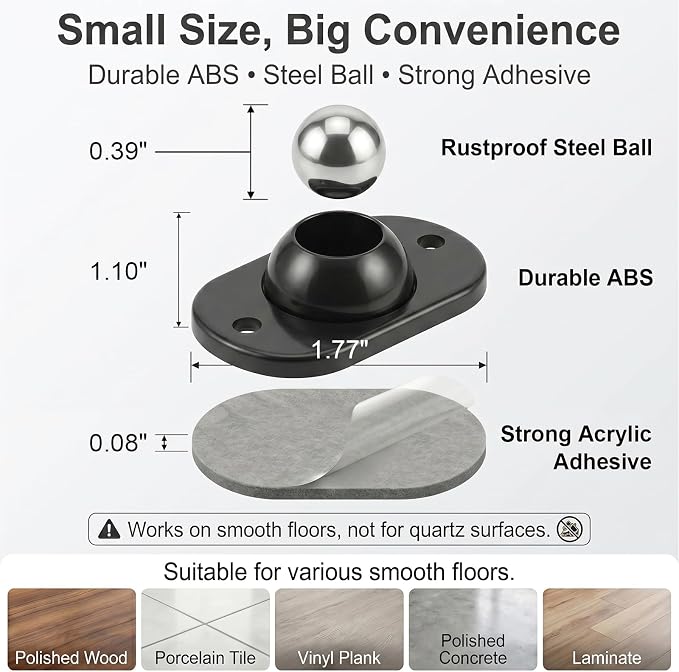 Self Adhesive Caster Wheels, 360° Swivel Mini Caster Wheels - Image 4