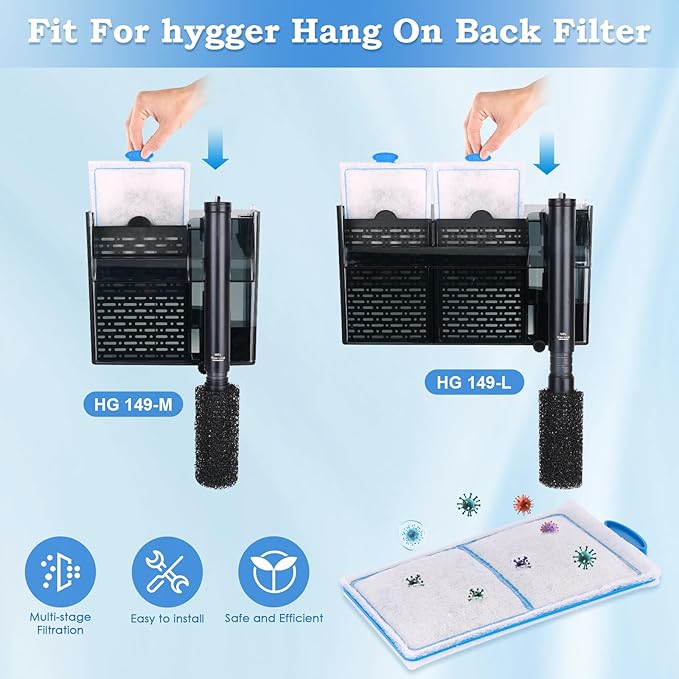 hygger 10 Pack Replacement Aquarium Carbon Filter Cartridges Hang On Back - Image 3