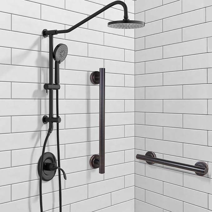Lava Odoro Shower Grab Bar, Modern Set Stainless Steel Handicap Grab Bar for Bathtubs and Showers, Shower Safety Bar for Seniors Disabled, ADA-Compliant (Oil Rubbed Bronze, 3 Pack 18", 24'', 36")