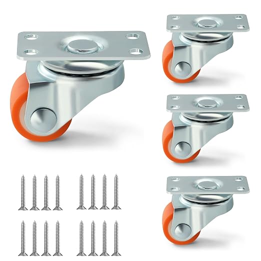 Alise Caster Wheels, 0.8" Swivel Caster Set of 4 Steel Heavy Duty Casters by Alise