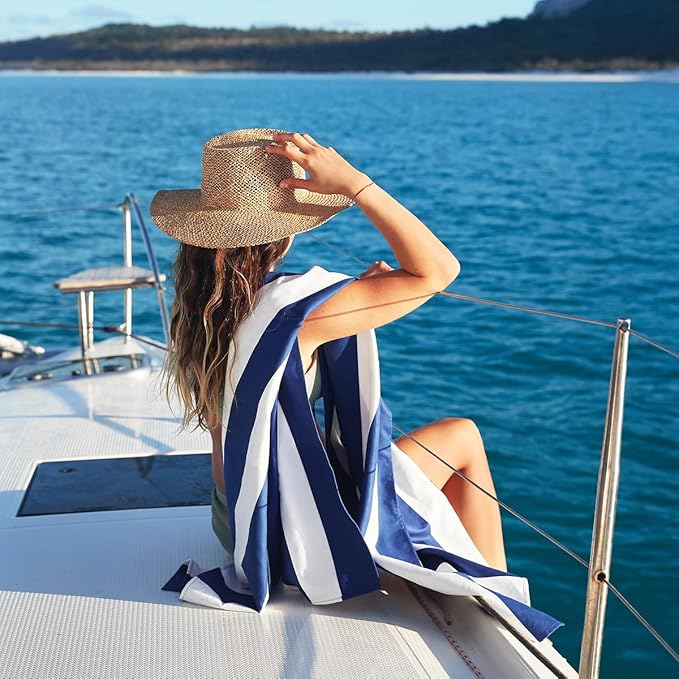 Dock & Bay Beach Towel - Quick Dry, Sand Free - Compact, Lightweight - 100% Recycled - Includes Bag - Cabana - Whitsunday Blue, Extra Large (200x90cm, 78x35)