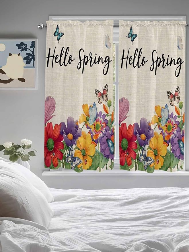 Spring Flowers Living Room Curtains 72 Inches length, Farmhouse Vintage Country - Image 5