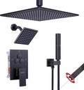 VANFOXLE Shower Faucet Set Oil Rubbed Bronze Shower System,Push Button Diverter Shower Faucet with 2 in 1 Handheld,Ceiling Mount 12 Inch Shower Head with 6 Inch Wall Mount Shower Head