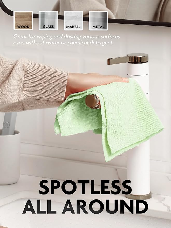 Fantasticlean Microfiber Cleaning Cloth Roll -75 Pack, Tear Away Microfiber Towels, 12" x 12", Reusable, Washable, Scratch Free, Ultra Absorbent Dish Rags for Car, Home, Garage or Shop (Green)