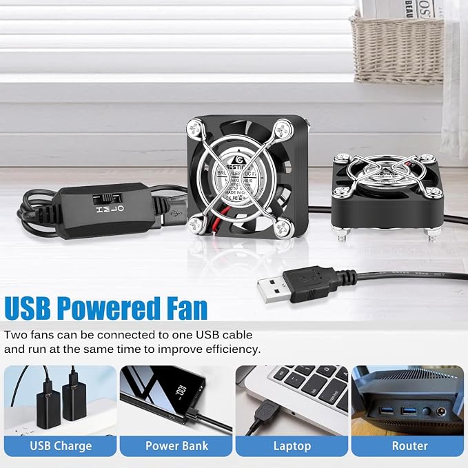 GDSTIME 2-Pack Quiet 40mm USB Fans - Image 4