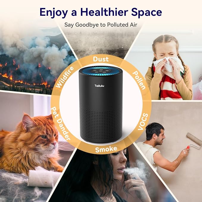 Air Purifiers for Bedroom Home, Tailulu H14 True HEPA Air Purifier Filter - Image 4