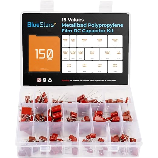BlueStars 15-Value Metallized Polypropylene Film DC CBB22 Capacitor 400V/0.01uF by BlueStars