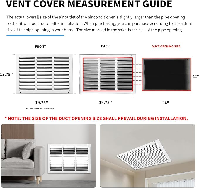 18x12 Return Air Grille, Air Return Vent Cover, Flat Vent Cover, Rejillas De - Image 4