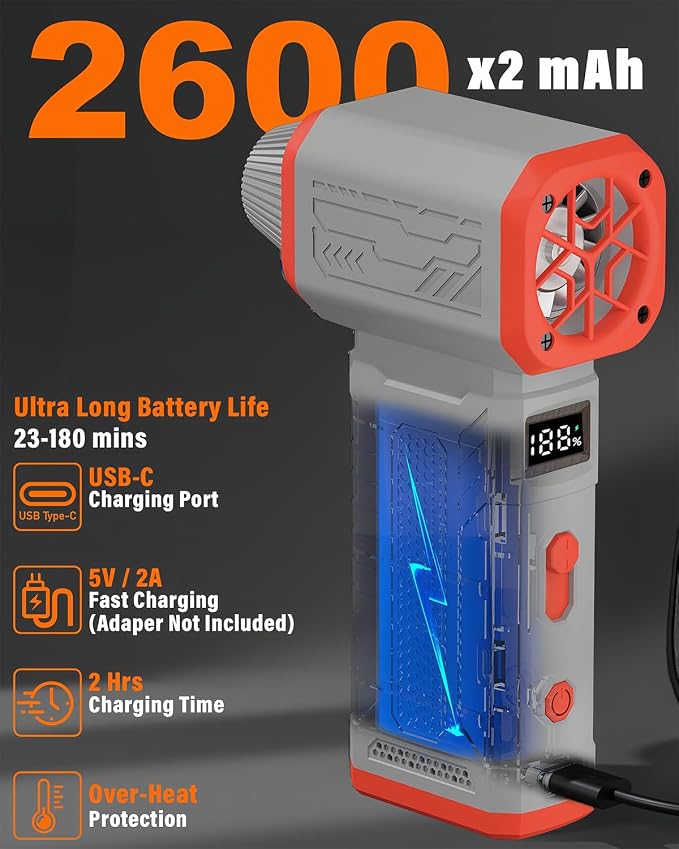 Compressed Air Duster, 130K RPM Powerful Cordless Electric Mini Blower - Image 3