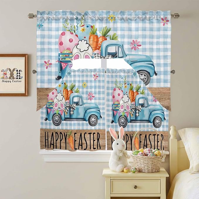 Swag Valance Curtains, Easter Truck by Chees+D+Zone