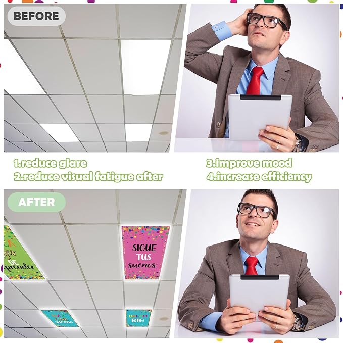 8Pcs Fluorescent Light Covers for Classroom Ceiling Lights, 4 x 2 Feet - Image 5