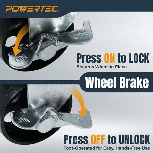 POWERTEC 3 Inch Cast Iron Swivel Caster Wheels Set of 4, Heavy Duty 992 lbs - Image 4