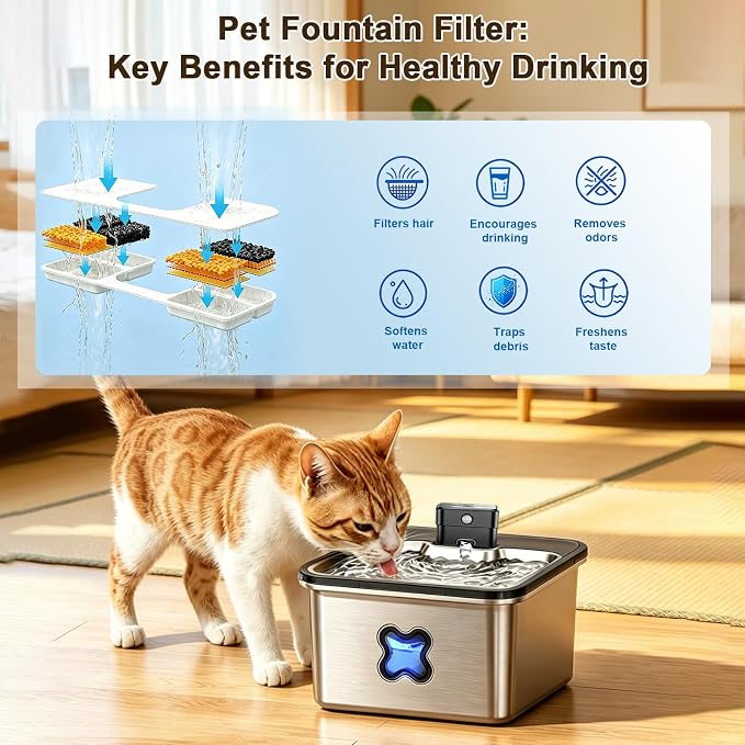 12PK Cat Fountain Filter for FN-W17 | 12 filters + 12 sponges + 2 brushes. - Image 5