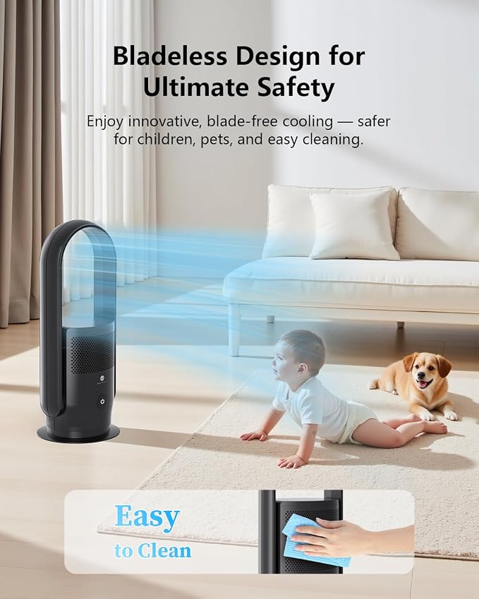 ULTTY Bladeless Tower Fan and Air Purifier Combo, Quiet Oscillating Fan - Image 3