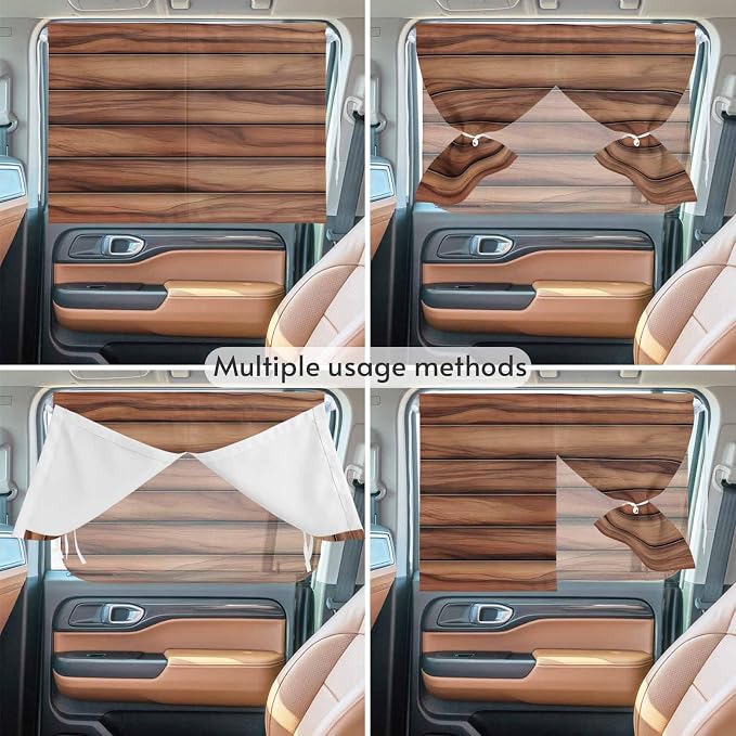 Western Barn Door Magnetic Double Layer Car Window Shades, Side Window Curtains - Image 5