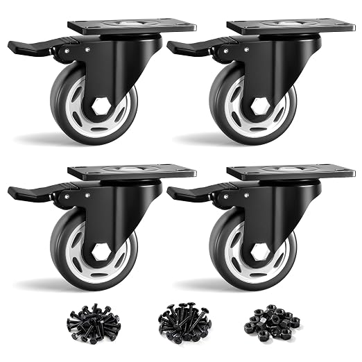 3 Inch Heavy Duty Caster Wheels, Industrial Casters Set of 4 Load 1200lbs by ANDUTEES