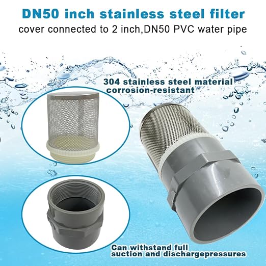 2 inch Stainless Steel Filter Cover Connected to 2 inch/DN50 Grey PVC Filter - Image 2