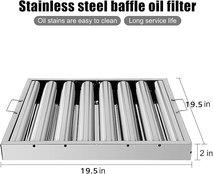 Hood Filters 19.5W x 19.5H Inch 430 Stainless Steel Pack of 6, 7 Grooves - Image 2