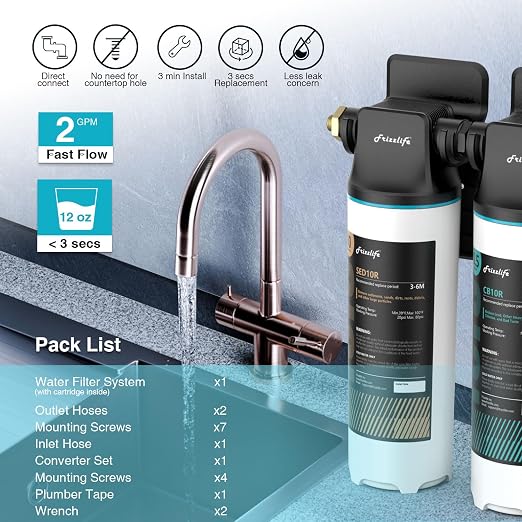 Frizzlife DW10 Under Sink Water Filter System, NSF/ANSI 53&42 Certified Elements - Image 5