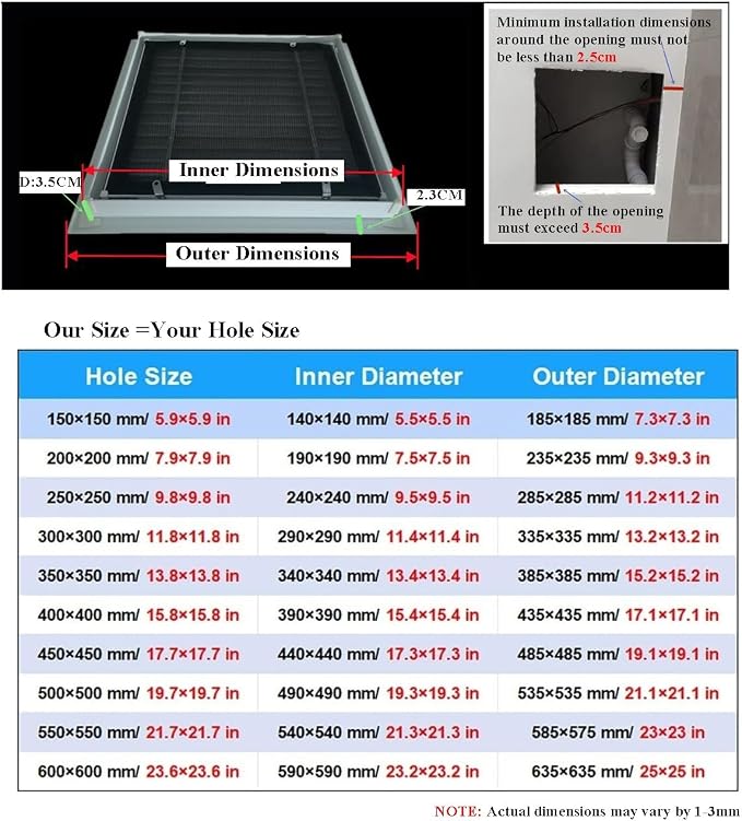 White Access Panel Air Grille Vent Cover, Square Vents Registers, Air Return - Image 2