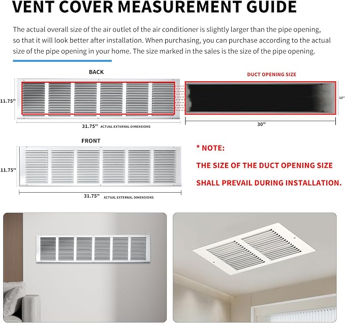 30x10 Return Air Grille, Air Return Vent Cover, Flat Vent Cover, Rejillas De - Image 4