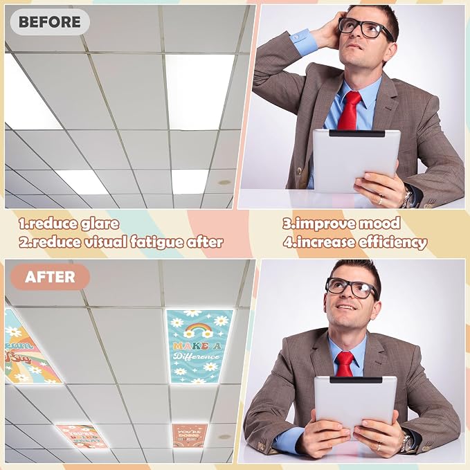 6Pcs Fluorescent Light Covers for Classroom Ceiling Lights, 4 x 2 Feet - Image 5