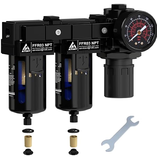 3/8" NPT Air Dryer System, Air Compressor Filter Dryer, 5 and 5 Micron Filter by ATINY