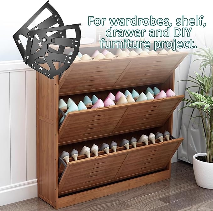 Litoexpe 3 Layers Black Shoes Drawer Cabinet Hinges, Stainless Steel Shoe - Image 4