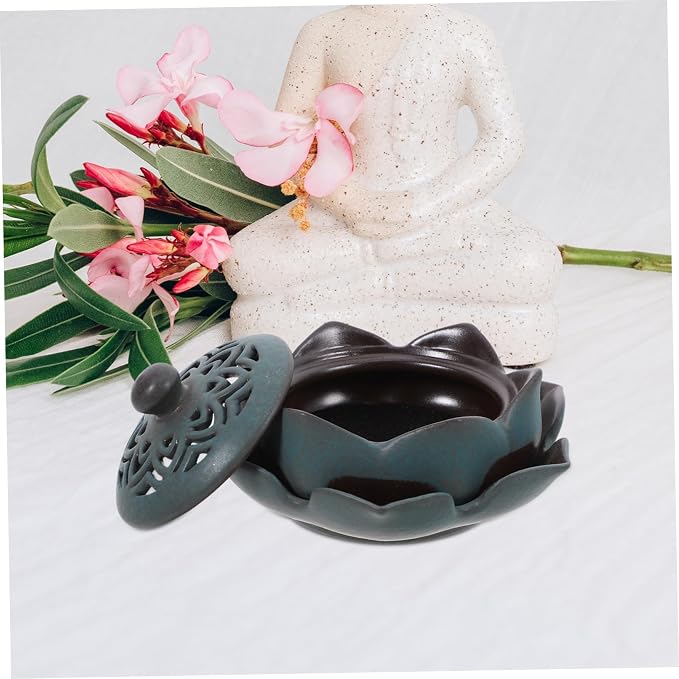 Vintage Ceramic Lotus Incense Holder Aroma Burner - Image 7
