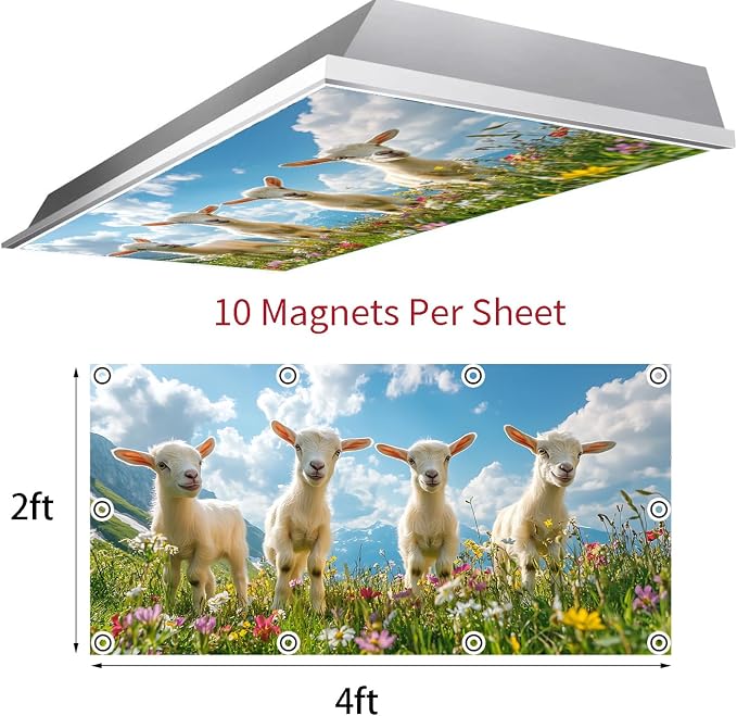 2 Pack Fluorescent Light Covers 4x2 ft Magnetic Light Covers - Image 3