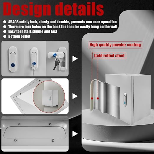 Electrical Box 20 x 12 x 10 Inch Indoor Outdoor Electrical Enclosure Box Steel - Image 5