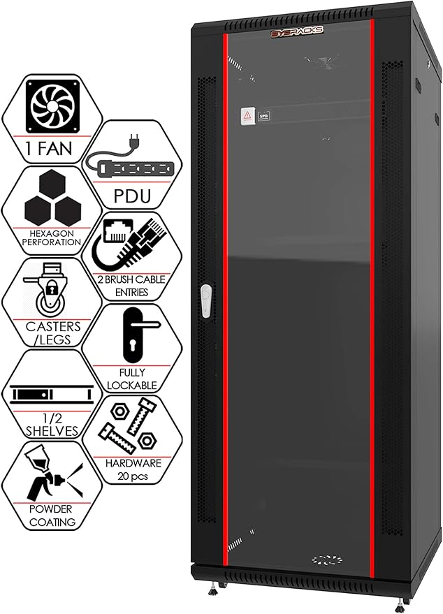 Sysracks 27U Wall Mount Server Rack Cabinet, 19” Locking Network Rack, 24” Deep by SYSRACKS