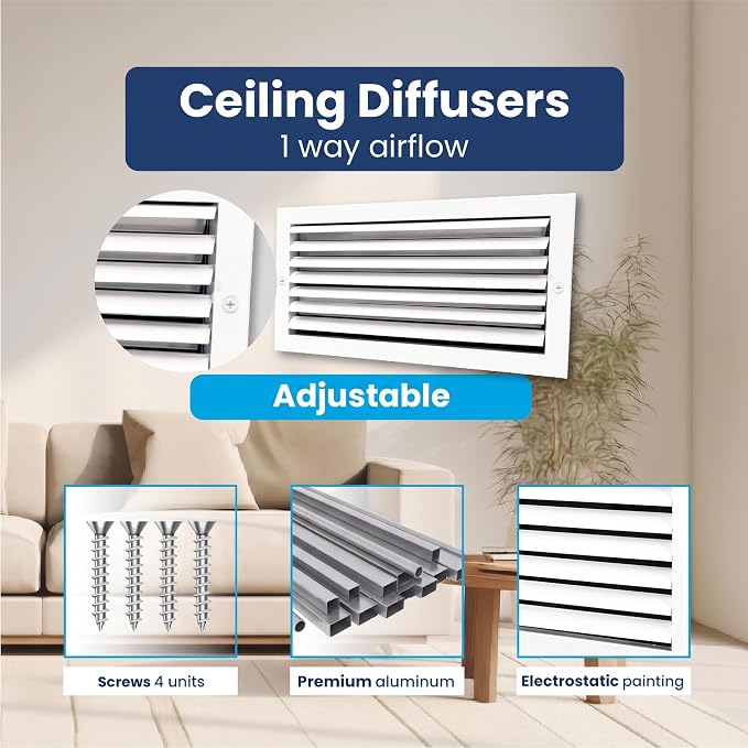 8x18 Aluminum 1-Way Air Vent Cover Wall or Ceiling Register – Multi-Shutter - Image 4