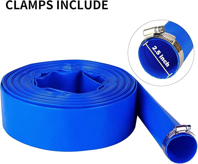 DAVCO 2.5" x 100 ft Pool Backwash Hose, Heavy Duty Reinforced Blue PVC Lay Flat - Image 7