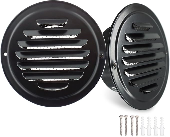 6 Inch Round Air Vent Cover, LouanXpert Stainless Steel Black Soffit Vent Cover by LouanXpert