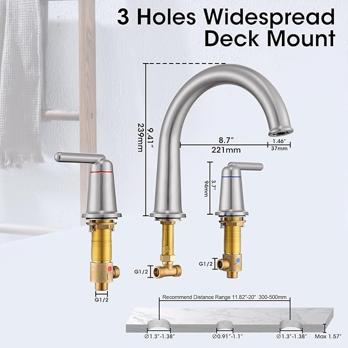 Roman Bathtub Faucet 2-Handle Tub Filler with Valve Widespread Deck Mounted High Flow Tub Faucet Set Brushed Nickel