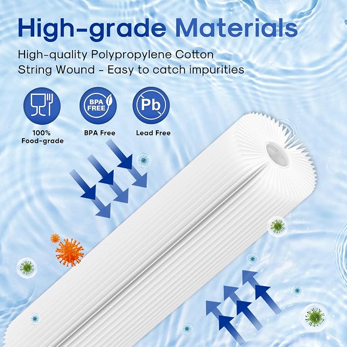 ICEPURE 20 Micron 10" x 2.5" Pleated Sediment Cartridge Replacement Universal - Image 5