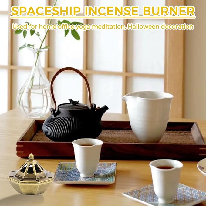 1 PCS Incense Burner Holder for Cones & Sticks, Spaceship Shape Incense Cone - Image 2