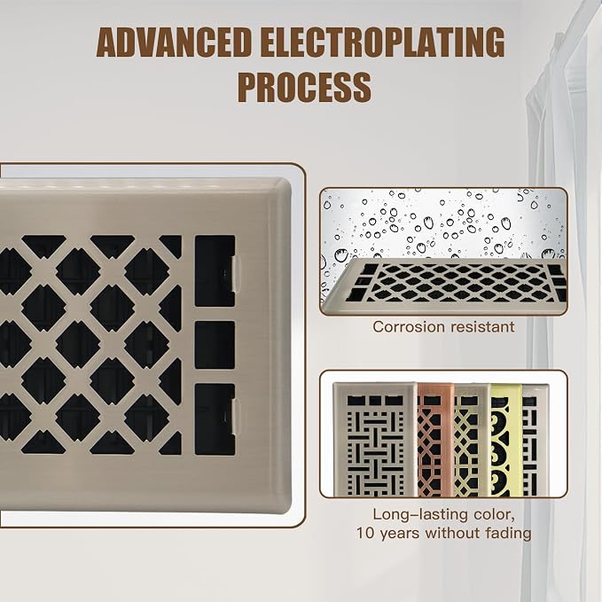 Floor Register AC Vents Brushed Nickel Color 4x10 Inch Air Vents Floor Vents - Image 7