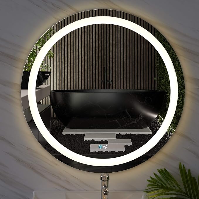 Illuminated Bathroom Mirror 800 x 800 MM Round LED Wall Mounted Vanity Mirror by Unknown