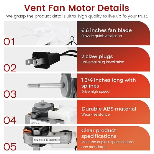 2026 NEW S1200A000 Exhaust Bathroom Vent Fan Electric Motor by Beaquicy - Image 2
