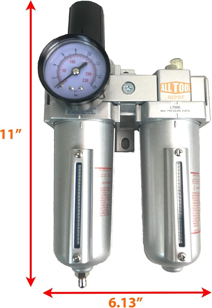 3/4" NPT HEAVY DUTY Compressed Air In Line Filter Regulator Lubricator Oiler - Image 2