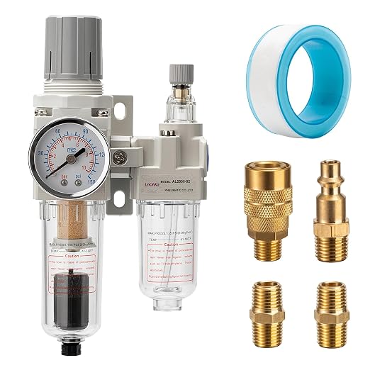Air Pressure Regulator with Pressure Gauge, Water Separator by LNCHKA