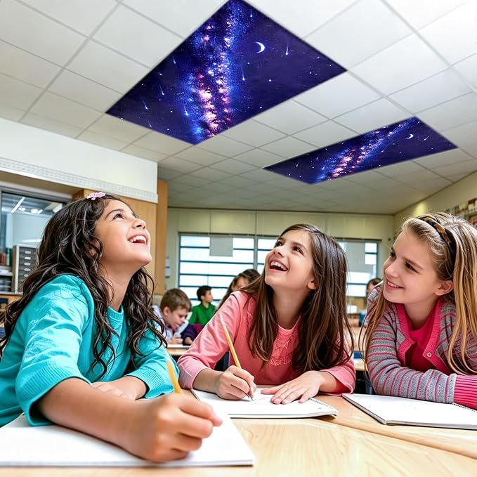 Fluorescent Light Covers for Ceiling Lights, 4 Pack 4 x 2 ft Magnetic Galaxy - Image 4