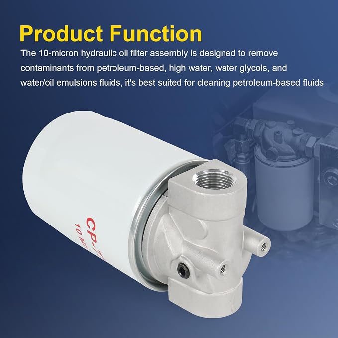 10 Micron Hydraulic Oil Filter Assembly, Spin-On Design, Return Line Filter - Image 2